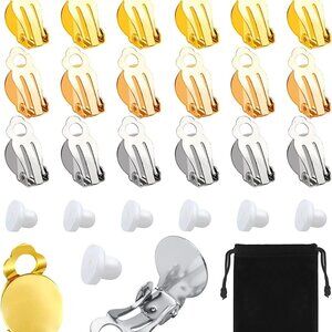 60-Piece Round Flat Back Earring Set: Non-Pierced Clip-On Earring Findings with